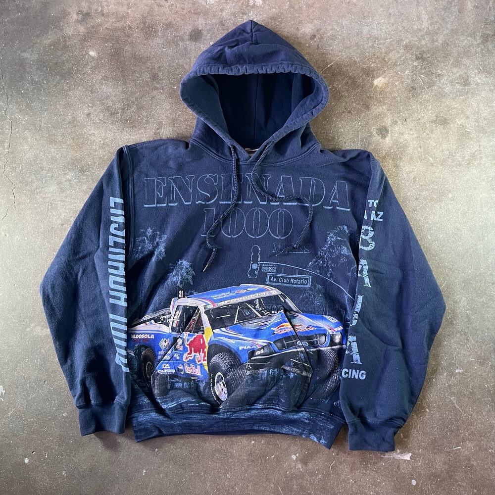 2012 Ensenada 1000 baja racing navy AOP pullover hoodie gildan mens small